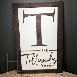 Simple Monogram Name Sign - Hillbilly Laser