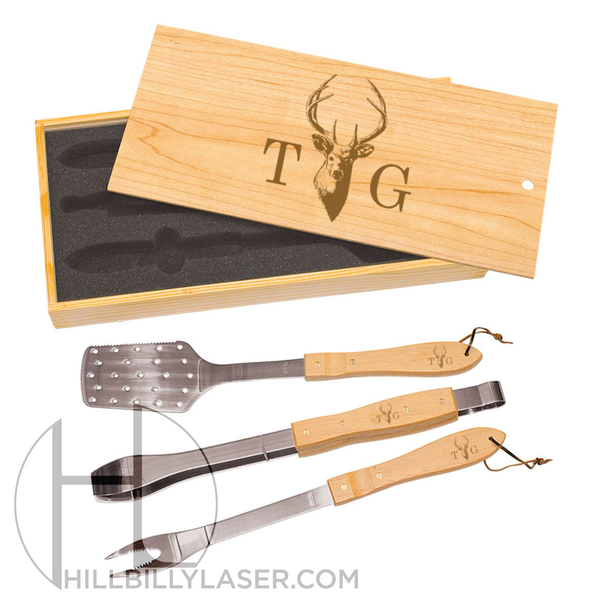 BBQ Grill Set with Pine Box - Hillbilly Laser