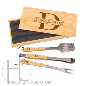 BBQ Grill Set with Pine Box - Hillbilly Laser