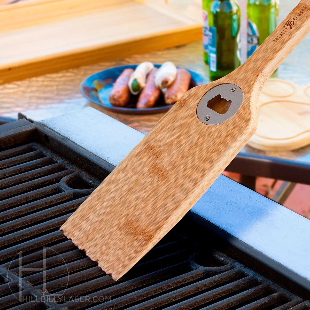 Stainless Steel Grill Scraper- Bbq Grill Cleaner Tool With Extended Handle  & Bottle Opener